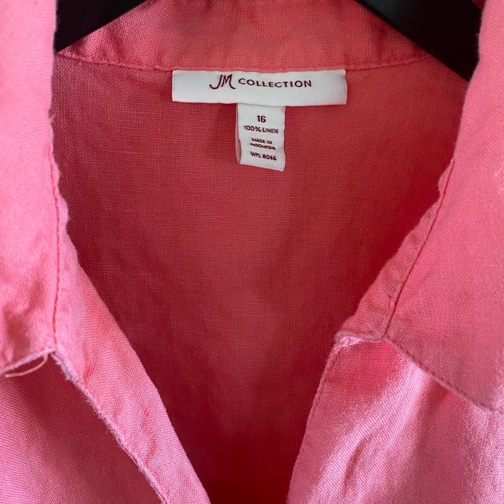 JM Collection 100% Linen Blouse - Picture 2 of 4